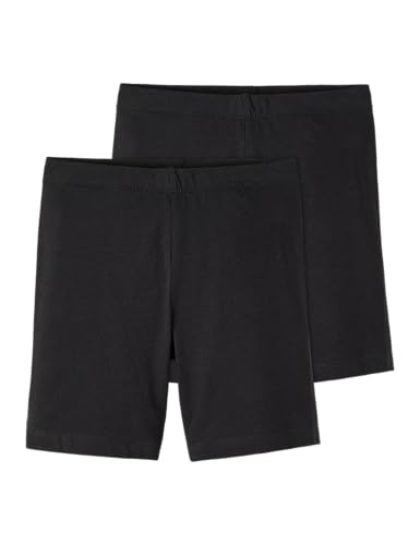 NAME IT Mädchen NKFVIVIAN 2P SOLID Legging NOOS Shorts, Black, 98/104 von NAME IT