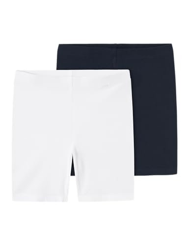 NAME IT Mädchen NKFVIVIAN 2P SOLID Short NOOS Leggings, Dark Sapphire/Pack:Pack with Bright White, 146-152 cm (2er Pack) von NAME IT