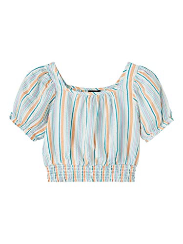 NAME IT Mädchen NLFFEM SS Crop TOP T-Shirt, Delphinium Blue/Stripes:Mixed Stripes, 158W / 164L von NAME IT