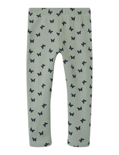 NAME IT Mädchen NMFDAVINA Sweat Fleece BRU NOOS Leggings, Lily Pad/AOP:Butterfly AOP, 122 cm von NAME IT