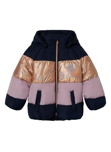 NAME IT Mädchen NMFMILLE Puffer Jacket Block FOIL Pufferjacke, Dark Sapphire, 92 von NAME IT