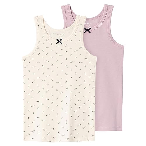 NAME IT Mädchen NMFTANK TOP 2P Buttercream FLORAL NOOS Unterhemden, 110 von NAME IT