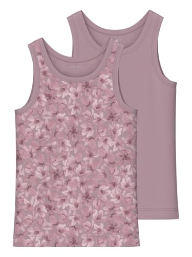 NAME IT Mädchen NMFTANK TOP 2P Flower NOOS Unterhemd, Mauve Shadows, 110 (2er Pack) von NAME IT