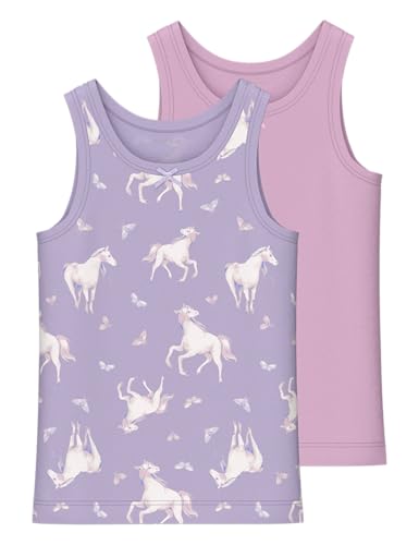 NAME IT Mädchen NMFTANK TOP 2P Pastel Lilac Horse NOOS Unterhemd, 92 (2er Pack) von NAME IT