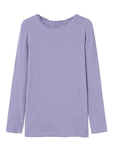 NAME IT Mädchen Nkfkab Ls Slim Top Noos, Heirloom Lilac/Detail:melange, 116 von NAME IT