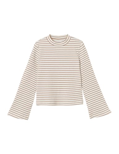 NAME IT Mädchen Nkfkalone Short Top Langarmshirt, Jet Stream/Stripes:Almond, 122-128 EU von NAME IT