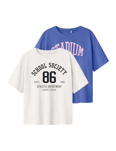 NAME IT Mädchen Nkflaisa Sh Nreg Ss Top 2P, Bright White, 158/164 cm (2er Pack) von NAME IT