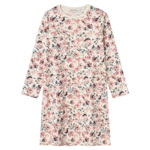 NAME IT Mädchen Nkfnightgown Ls Nostalgia Flower Noos, Peyote Melange, 146-152 von NAME IT