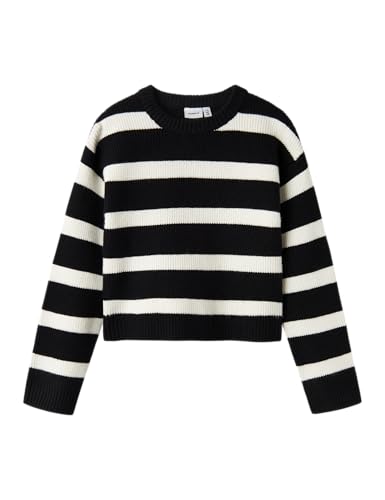 NAME IT Mädchen Nkfnilla Short Knit Strickpullover, Schwarz, 122-128 EU von NAME IT
