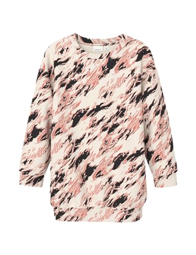 NAME IT Mädchen Nkfnoikke Ls Long RLX Bru Sweatshirt, Jet Stream/AOP:Fusion Coral, 116 EU von NAME IT
