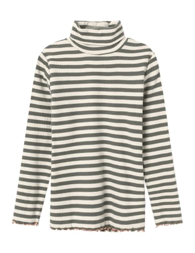 NAME IT Mädchen Nkfonutta Slim Top Langarmshirt, Summer Sand/Stripes:Mulled Basil, 122-128 EU von NAME IT