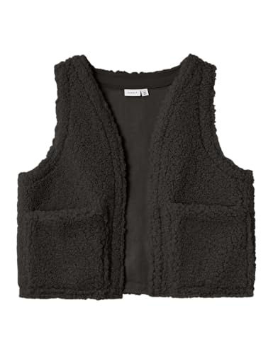 NAME IT Mädchen Nkfriteddy Waistcoat Teddyweste, Black, 116 von NAME IT