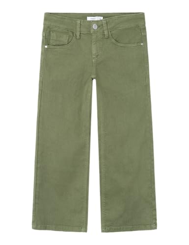 NAME IT Mädchen Nkfrose Wide TWI Pant 1115-tp Noos Stoffhose, Deep Lichen Green, 128 EU von NAME IT