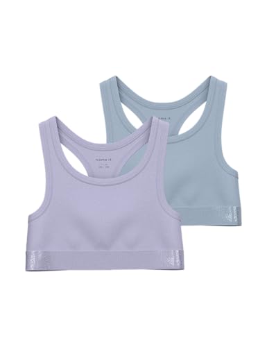 NAME IT Mädchen Nkfshort Top 2P Noos, Purple Heather, Numeric_158 (2er Pack) von NAME IT