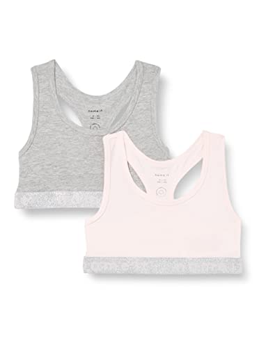 NAME IT Mädchen Nkfshort Top 2p Noos Unterhose, Barely Pink/Pack:w/ Grey Melange, 146/152 EU von NAME IT