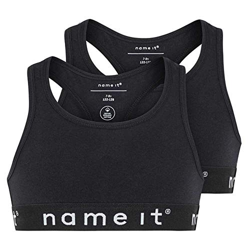 NAME IT Mädchen Nkfshort Top 2p Solid Noos Bustier, Schwarz (Schwarz Black), 158-164 (2er Pack) von NAME IT