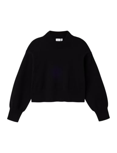 NAME IT Mädchen Nkfsivisca Short Boxy Knit Strickpullover, Schwarz, 122-128 EU von NAME IT
