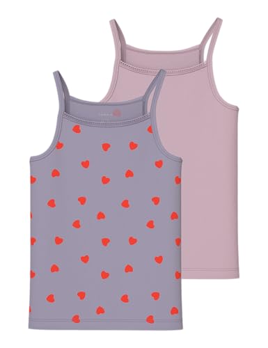 NAME IT Mädchen Nkfstrap Top 2P Hearts Noos, Lavender Gray, Numeric_122 von NAME IT