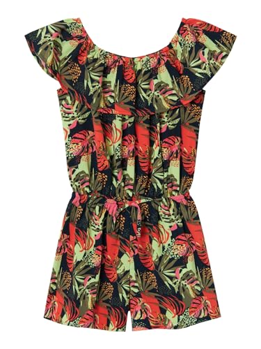 NAME IT Mädchen Nkfvinaya Ss Playsuit Fffff Noos, Dark Sapphire/Print:Tropical, 164 von NAME IT