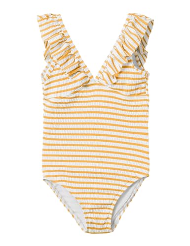 NAME IT Mädchen Nkfzaley Swimsuit Badeanzug, Orange Pop/Stripes:Jet Stream, 146 cm-152 cm von NAME IT