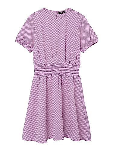 NAME IT Mädchen Nlfeckali Ss Dress Kleid, Lilac Chiffon/Checks:Checks, 158 von NAME IT