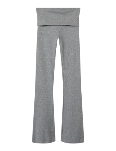NAME IT Mädchen Nlfkula Bootcut Rib Pant Stoffhose, Grey Melange, 140 EU von NAME IT