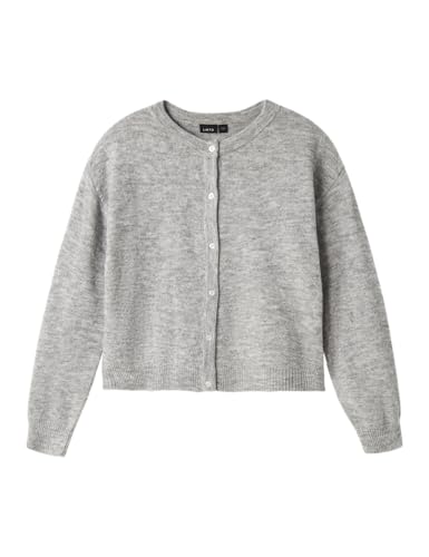 NAME IT Mädchen Nlflodet Ls Short Knit Cardigan Noos Strickjacke, Light Grey Melange/Detail:14-0405, 134-140 EU von NAME IT