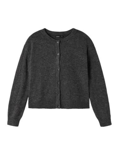 NAME IT Mädchen Nlflodet Ls Short Knit Cardigan Noos Strickjacke, Raven/Detail:14-1818, 146-152 EU von NAME IT