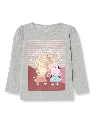 NAME IT Mädchen Nmfanna Peppapig Ls Top Cplg Langarmshirt, Grey Melange, 92 von NAME IT