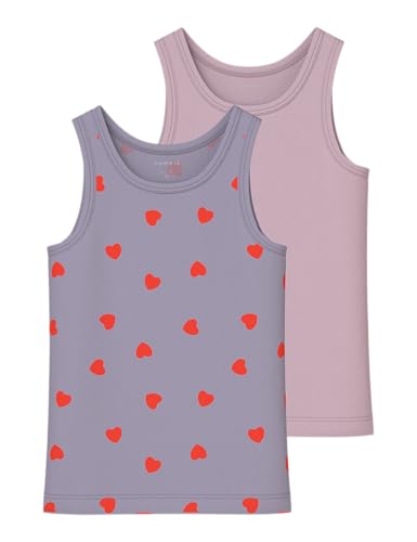 NAME IT Mädchen Nmftank Top 2P Hearts Noos, Lavender Gray, Numeric_104 von NAME IT