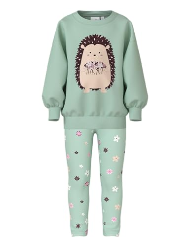 NAME IT Mädchen Nmfvalona Ls Long RLX Sweat Set Unb, Gossamer Green, 104 EU von NAME IT