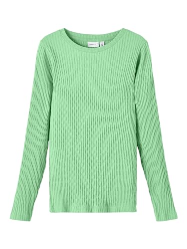 NAME IT Mädchen Rippstrick Oberteil Langarm Shirt Rundhals Top Slim Fit aus Baumwolle NKFDIPPIE, Farben:Grün, Größe Kinder:116 von NAME IT