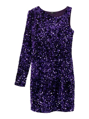 NAME IT Mädchen glamouröses Pailletten Kleid One Shoulder nlfGLAM (146) Electric Purple von NAME IT