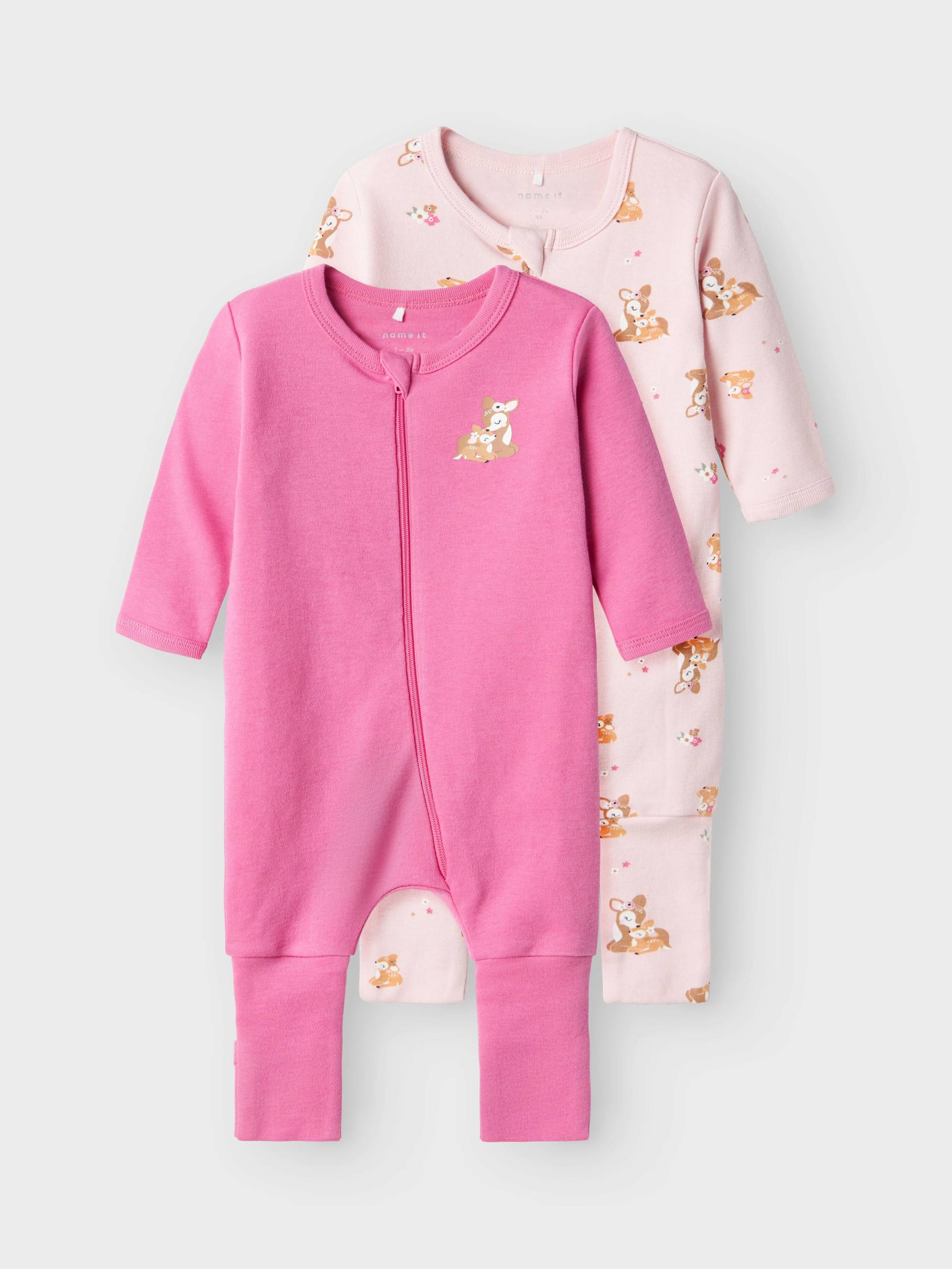 NAME IT - NBFNIGHTSUIT 2P ZIP FF ROSE DEER NOOS ibis rose - Gr. - 74 von NAME IT