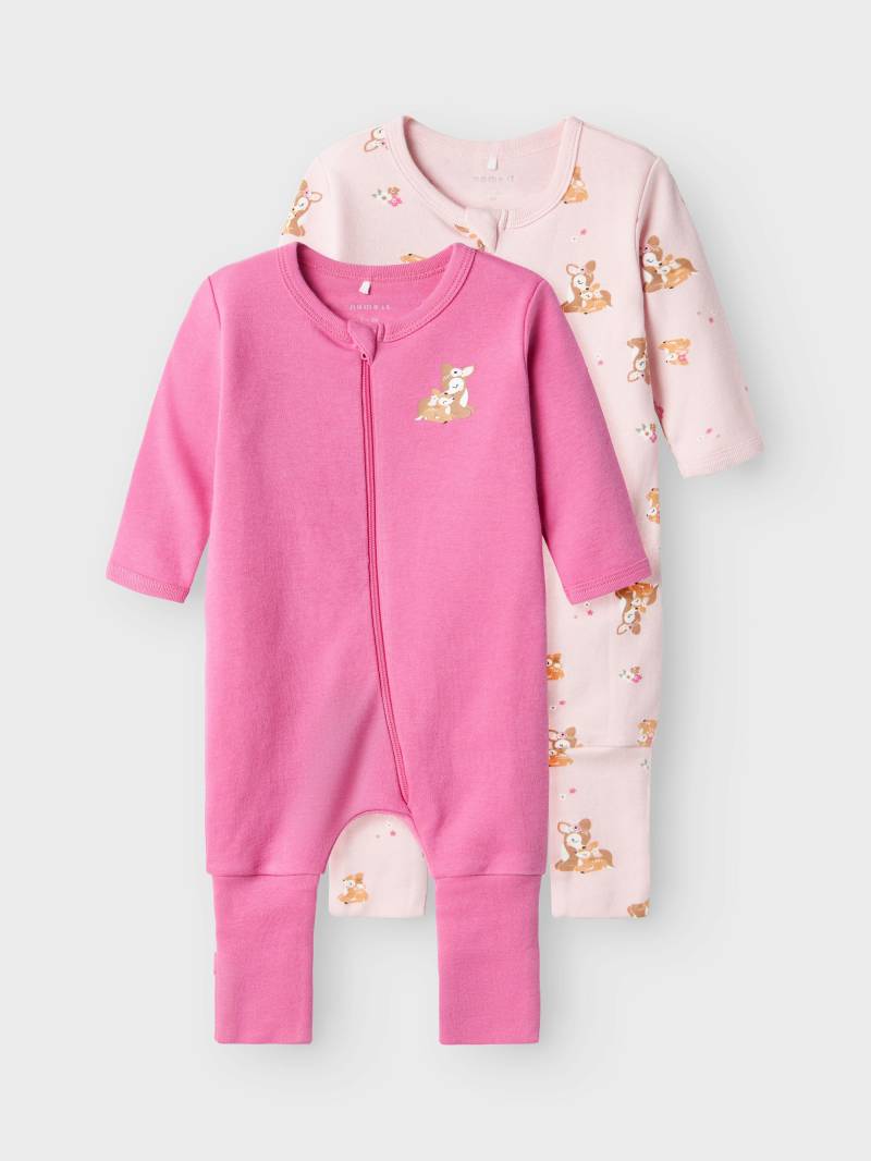 NAME IT - NBFNIGHTSUIT 2P ZIP FF ROSE DEER NOOS ibis rose - Gr. - 74 von NAME IT