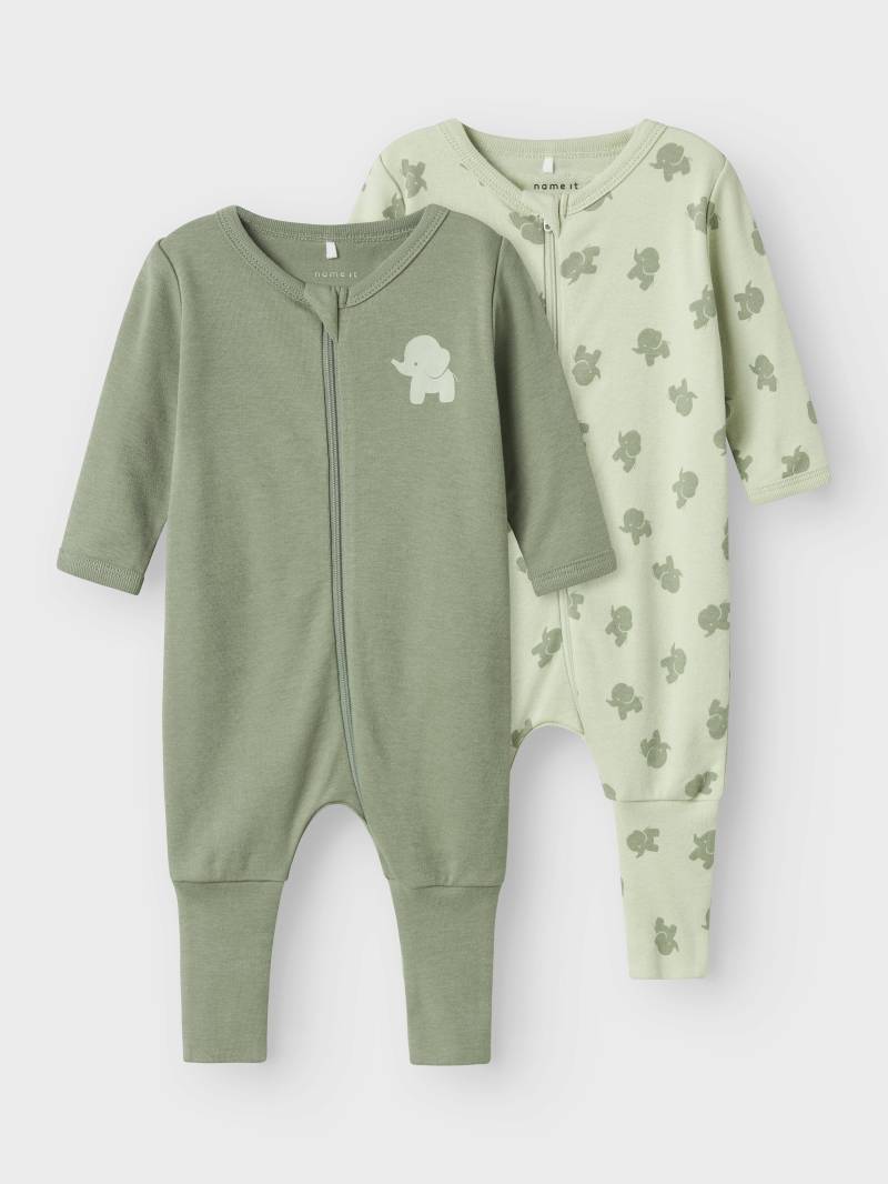 NAME IT - NBMNIGHTSUIT 2P ZIP FF SEA ELEPHANT NOOS sea foam - Gr. - 56 von NAME IT