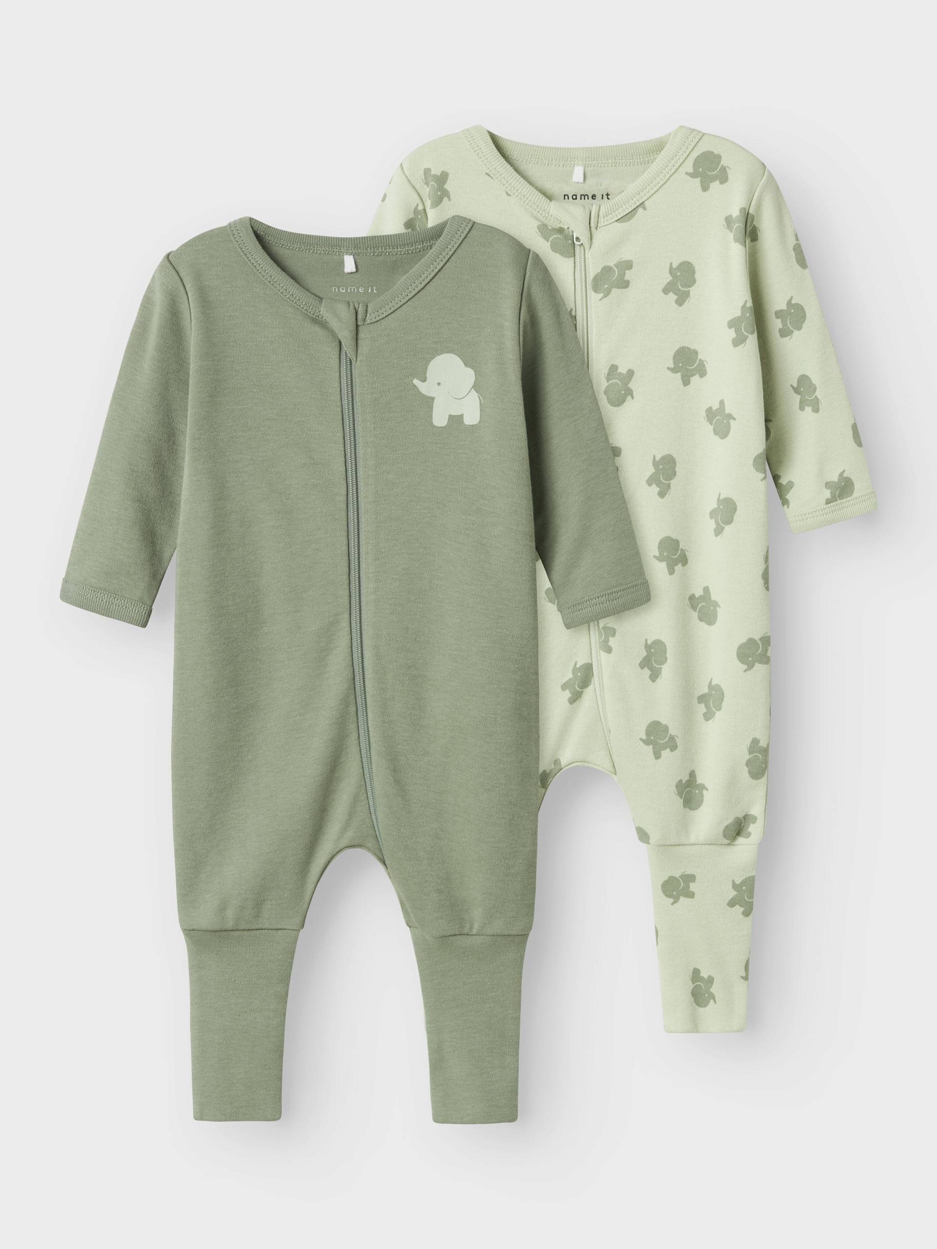 NAME IT - NBMNIGHTSUIT 2P ZIP FF SEA ELEPHANT NOOS sea foam - Gr. - 68 von NAME IT