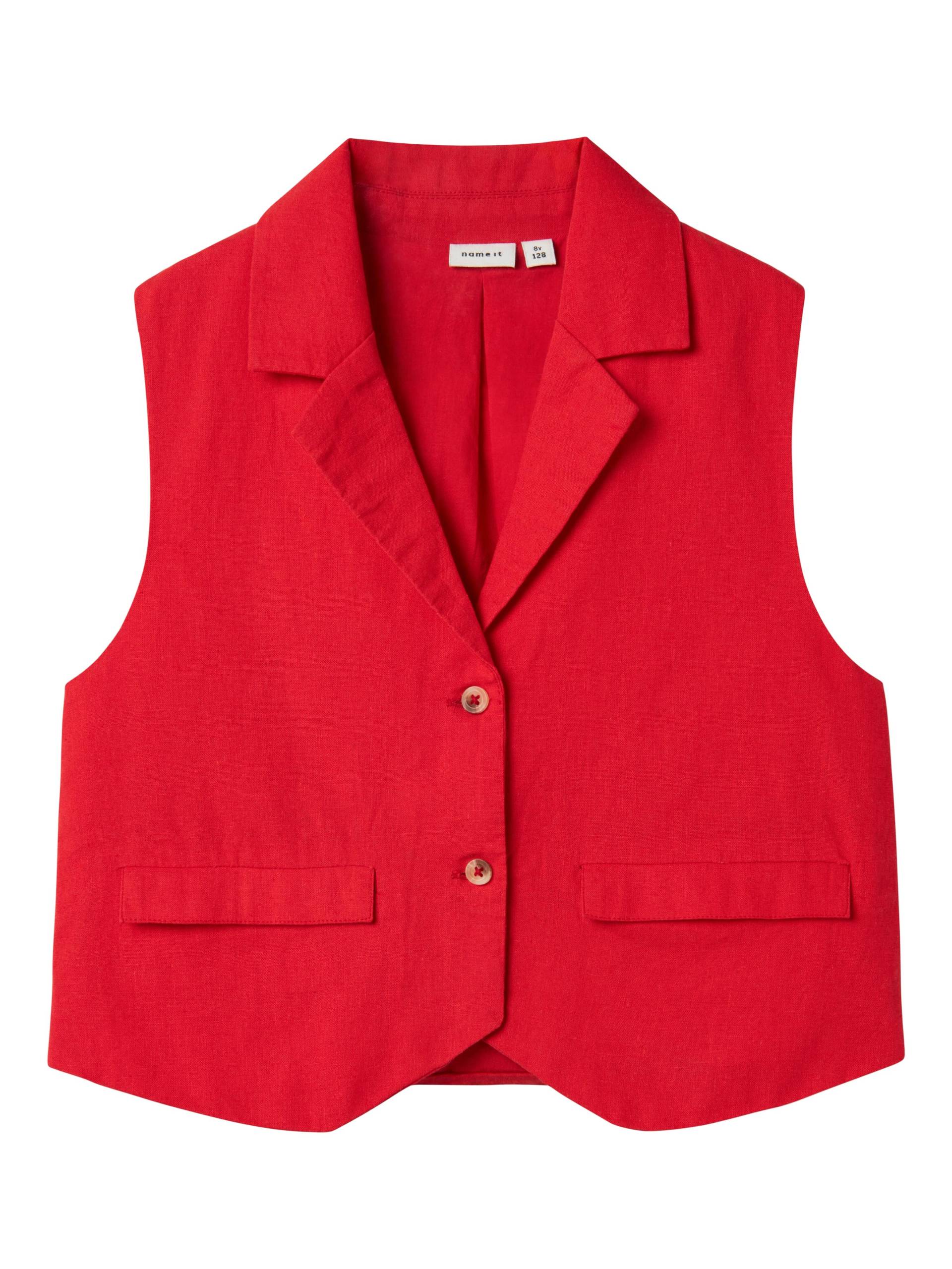 NAME IT - NKFFALINNEN SHORT WAISTCOAT chinese red von NAME IT