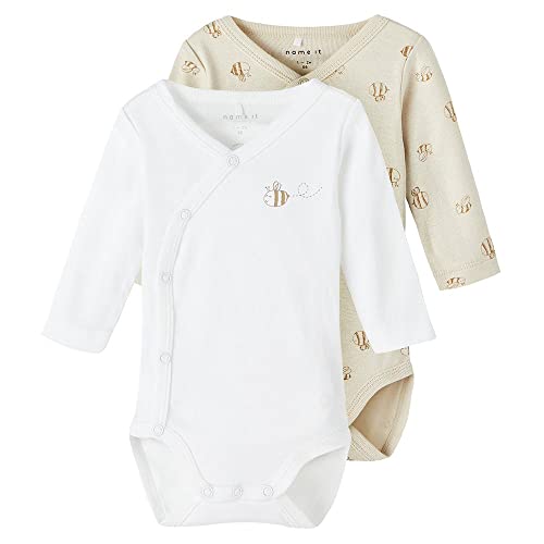 NAME IT Unisex Baby NBNBODY 2P LS WRAP Rainy Day BEE NOOS Body, 74 von NAME IT