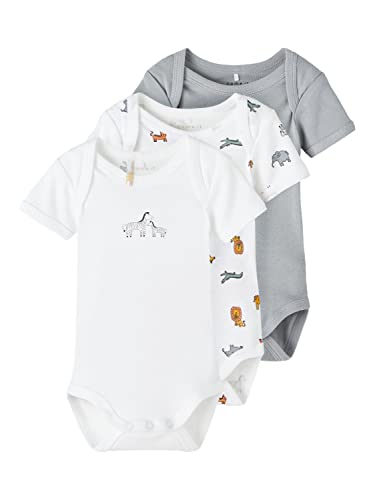 NAME IT Unisex Baby NBNBODY 3P SS Safari NOOS Body, Quarry, 56 von NAME IT