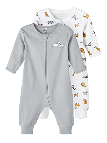 NAME IT Unisex Baby NBNNIGHTSUIT 2P Zip Safari NOOS Schlafstrampler, Quarry, 50 von NAME IT