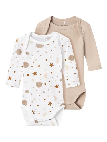 NAME IT Unisex Baby Nbnbody 2p Ls Humus Planet Noos, Bright White, 62 von NAME IT