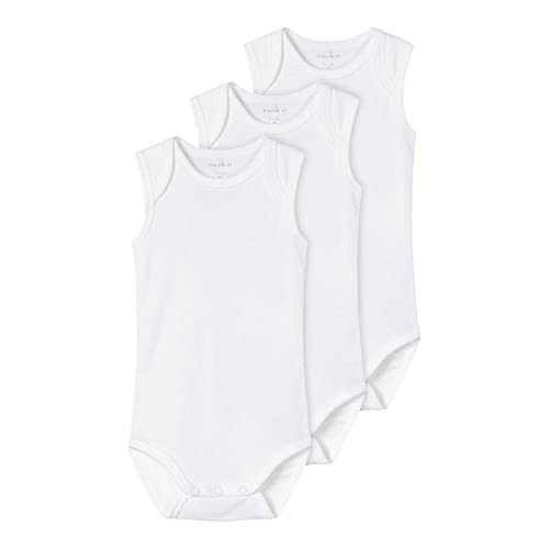 NAME IT Unisex Baby Nbnbody 3p Tank Solid White 3 Noos Schlafanzug, Bright White, 68 EU von NAME IT