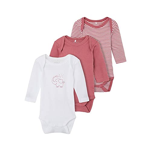 NAME IT Unisex Baby Nbnbody 3p Y/D Core Noos Schlafanzug, Mesa Rose, 56 EU von NAME IT