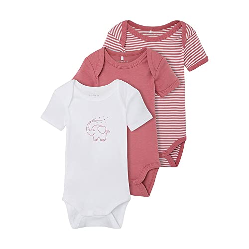 NAME IT Unisex Baby Nbnbody 3p Y/D Core Noos Schlafanzug, Mesa Rose, 68 EU von NAME IT