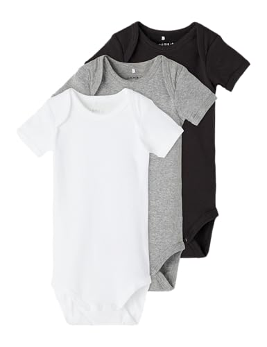 NAME IT Unisex Baby Nbnbody 3p Black 2 Noos Strampler, Mehrfarbig (Schwarz Black), 50 EU von NAME IT