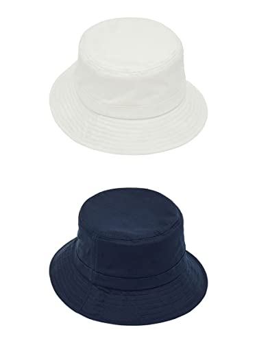 NAME IT Unisex Kids NKNBOBBY HAT 2P Hut, White Alyssum/Pack:Dark Sapphire, 51/52 von NAME IT