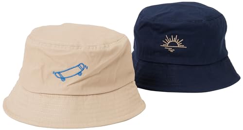 NAME IT Unisex NKNOLO 2P Bucket HAT Fischerhut, Dark Sapphire/Detail:Sunrise, 51-52 von NAME IT