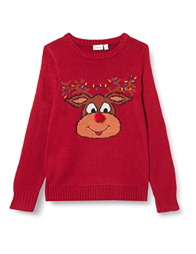 NAME IT Unisex NKNRICHRISTMAS LS Knit Pullover, Jester Red, 122/128 von NAME IT