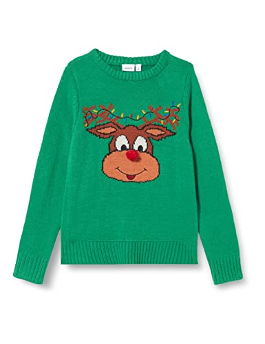 NAME IT Unisex NKNRICHRISTMAS LS Knit Pullover, Jolly Green, 122/128 von NAME IT